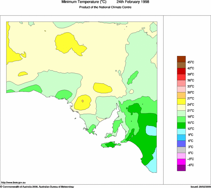 Daily minimum temperature for South Australia
