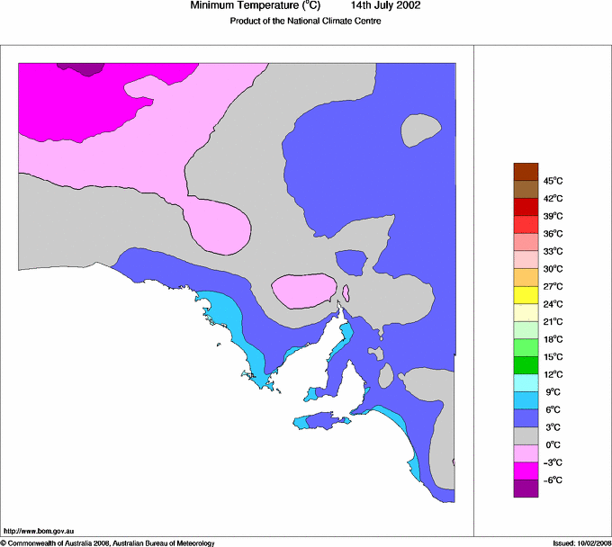 Daily minimum temperature for South Australia