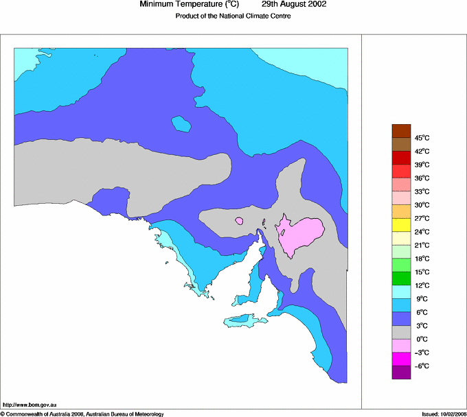 Daily minimum temperature for South Australia