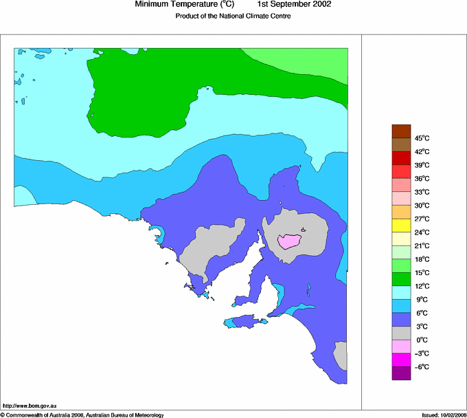 Daily minimum temperature for South Australia