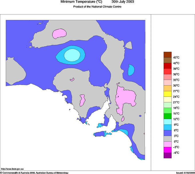 Daily minimum temperature for South Australia