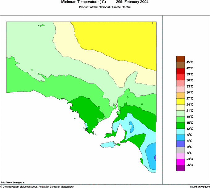 Daily minimum temperature for South Australia