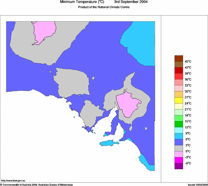 Daily minimum temperature for South Australia