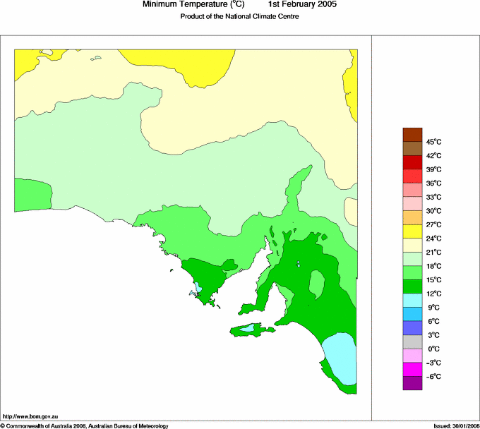 Daily minimum temperature for South Australia