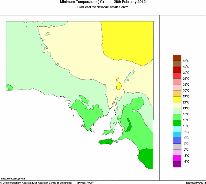 Daily minimum temperature for South Australia