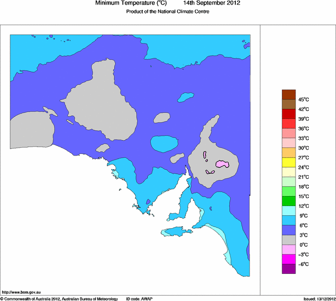 Daily minimum temperature for South Australia