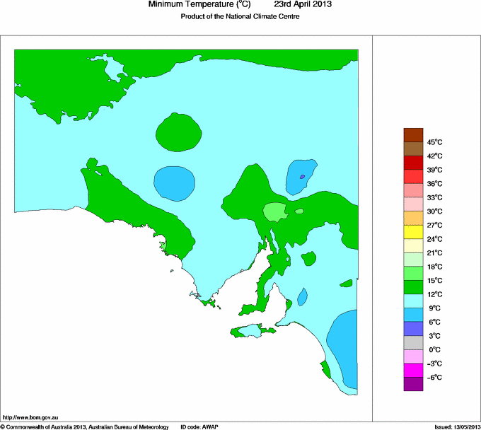 Daily minimum temperature for South Australia