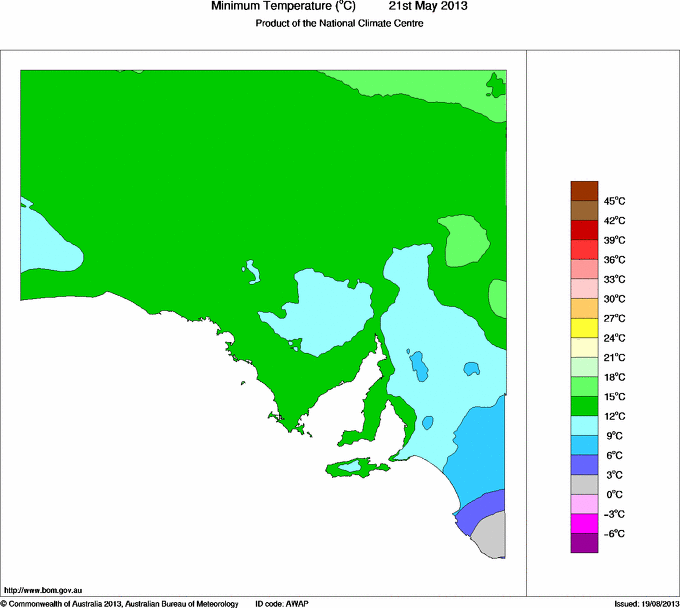 Daily minimum temperature for South Australia