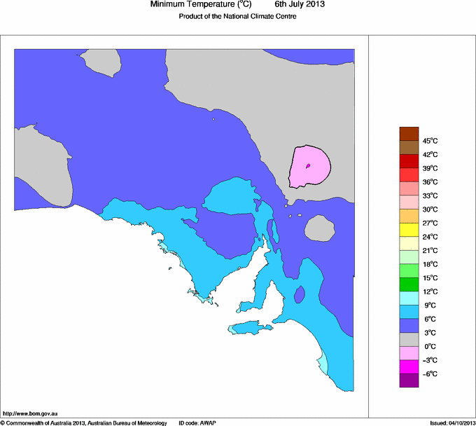 Daily minimum temperature for South Australia