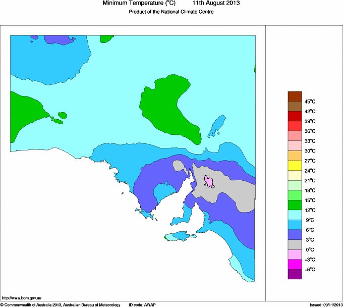 Daily minimum temperature for South Australia