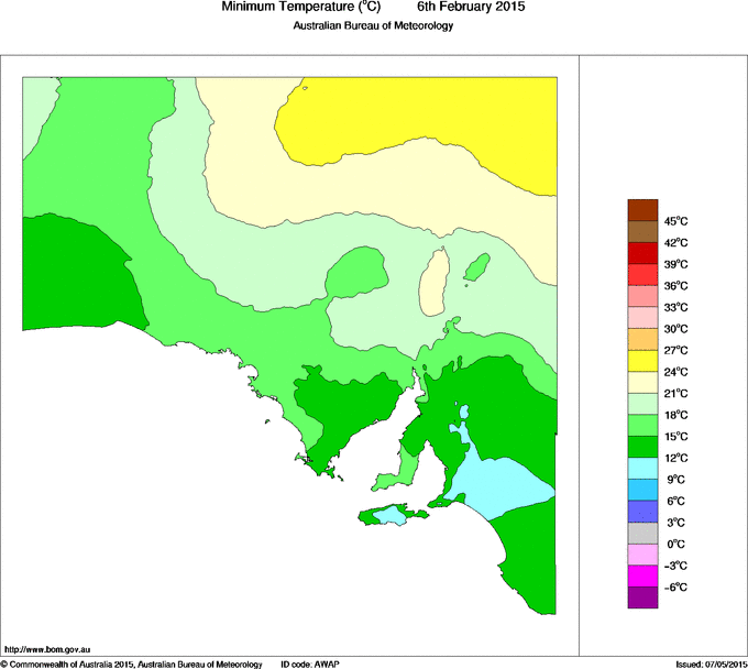 Daily minimum temperature for South Australia