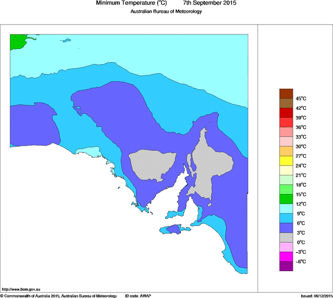 Daily minimum temperature for South Australia