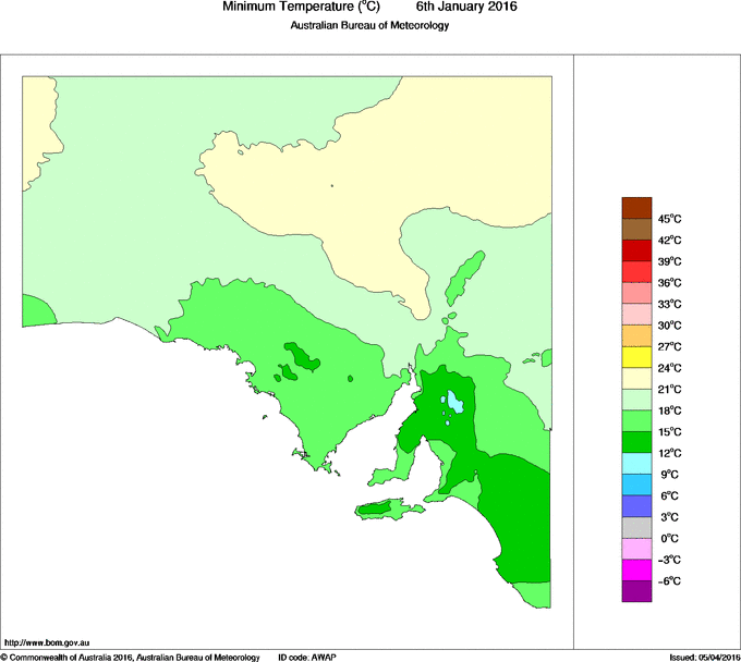 Daily minimum temperature for South Australia