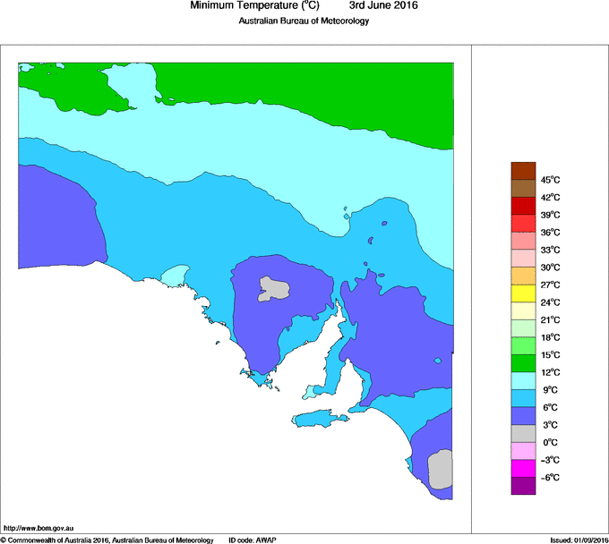 Daily minimum temperature for South Australia