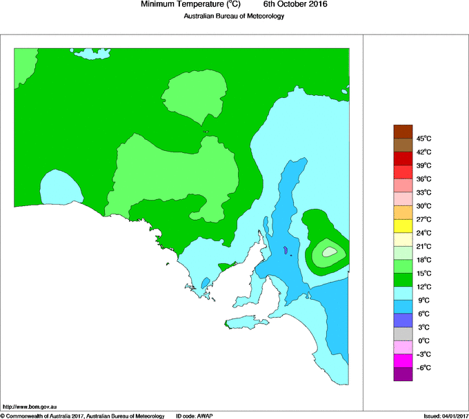 Daily minimum temperature for South Australia