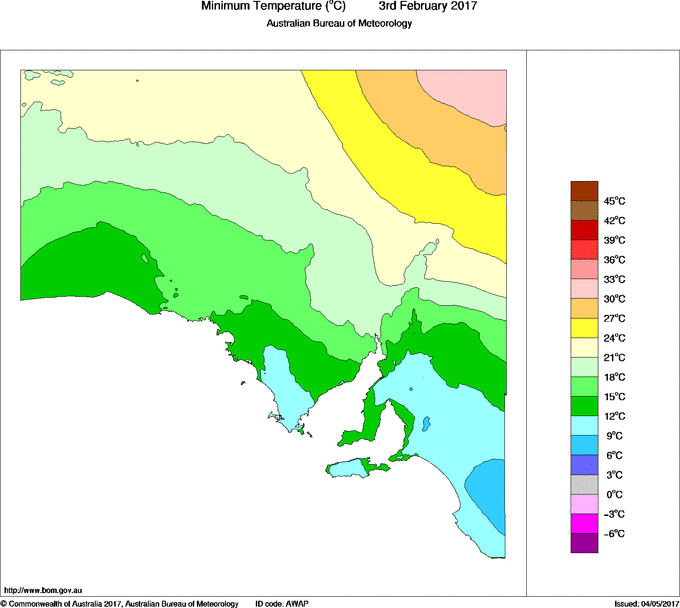 Daily minimum temperature for South Australia