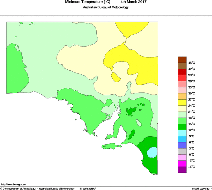 Daily minimum temperature for South Australia