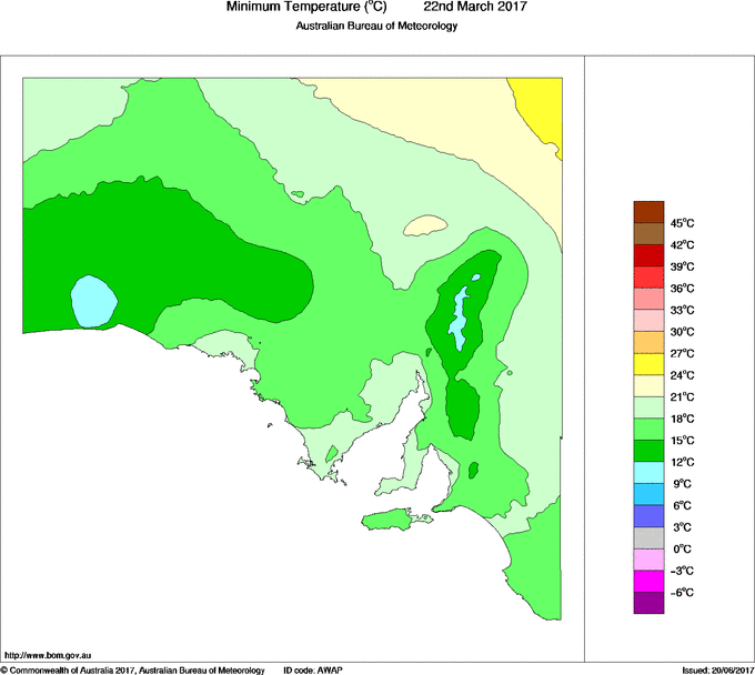 Daily minimum temperature for South Australia