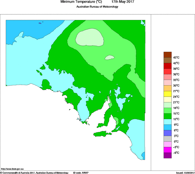 Daily minimum temperature for South Australia