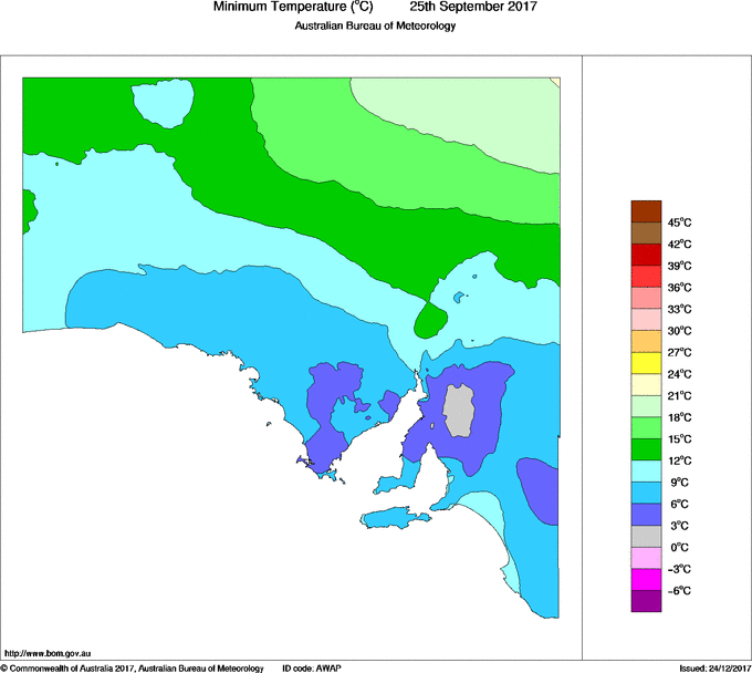 Daily minimum temperature for South Australia