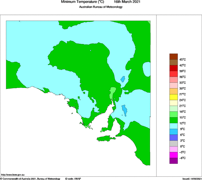 Daily minimum temperature for South Australia
