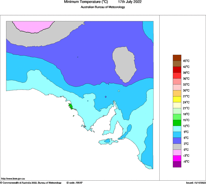 Daily minimum temperature for South Australia