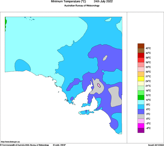 Daily minimum temperature for South Australia