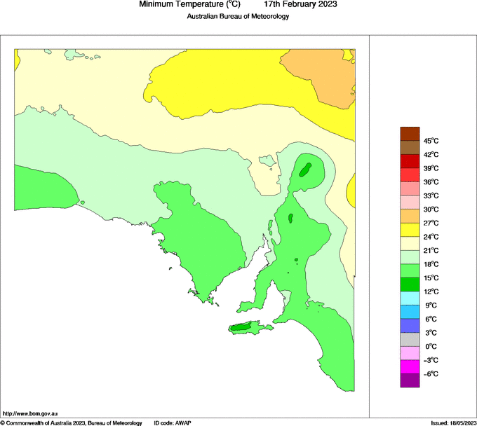 Daily minimum temperature for South Australia