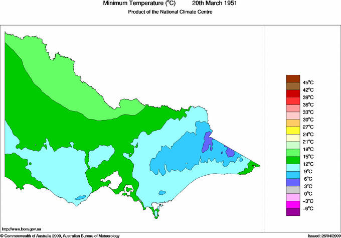 Daily minimum temperature for Victoria