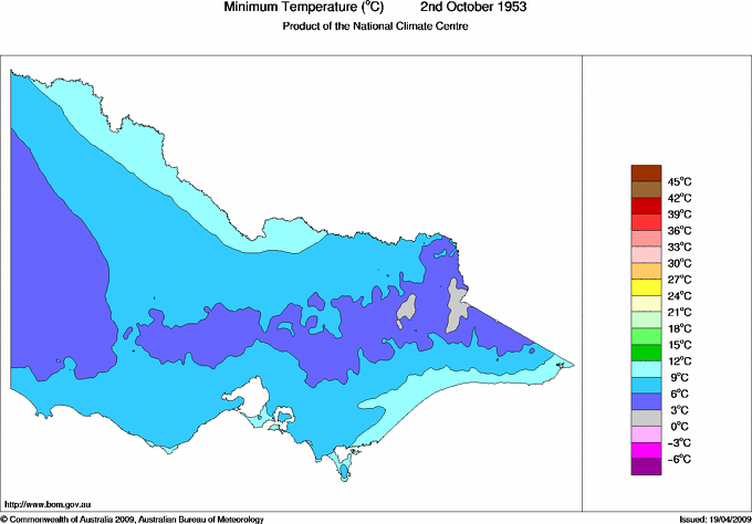 Daily minimum temperature for Victoria