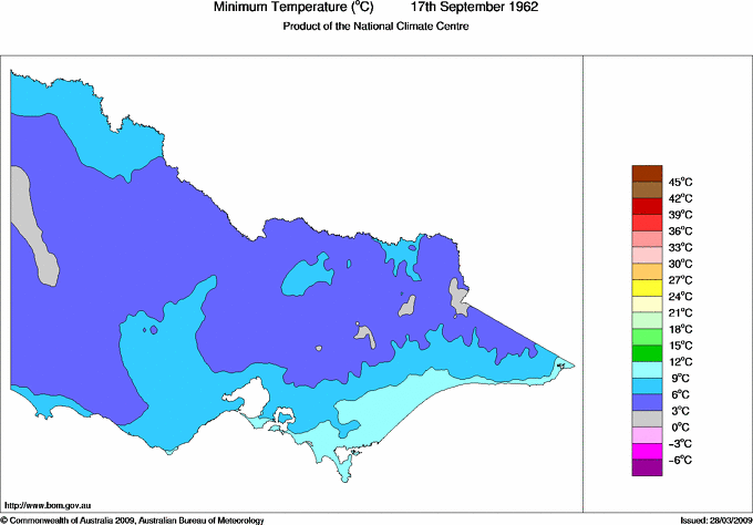 Daily minimum temperature for Victoria