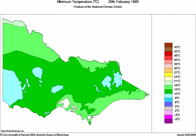 Daily minimum temperature for Victoria