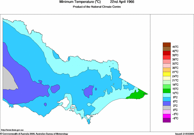 Daily minimum temperature for Victoria