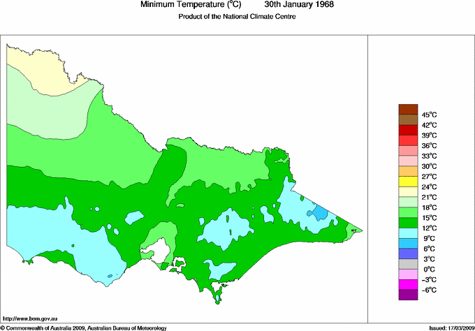 Daily minimum temperature for Victoria