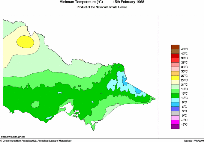 Daily minimum temperature for Victoria