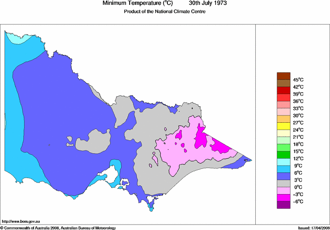 Daily minimum temperature for Victoria
