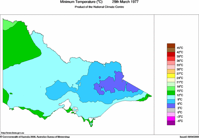 Daily minimum temperature for Victoria