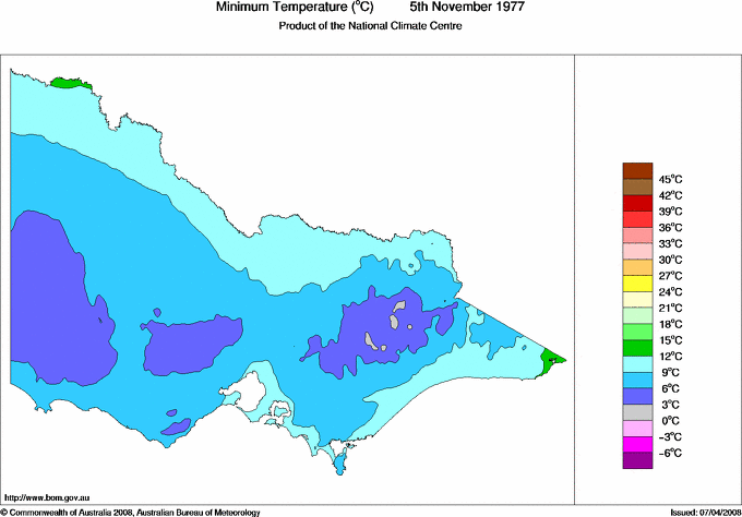 Daily minimum temperature for Victoria