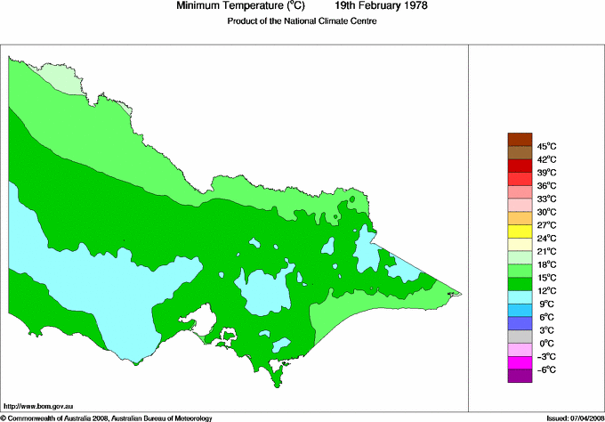 Daily minimum temperature for Victoria