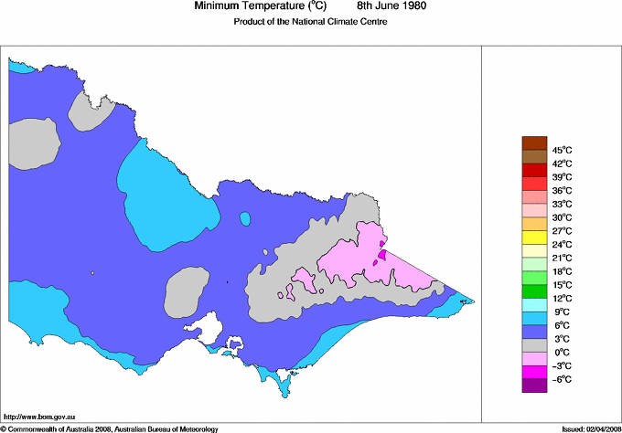 Daily minimum temperature for Victoria