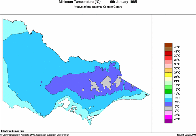 Daily minimum temperature for Victoria