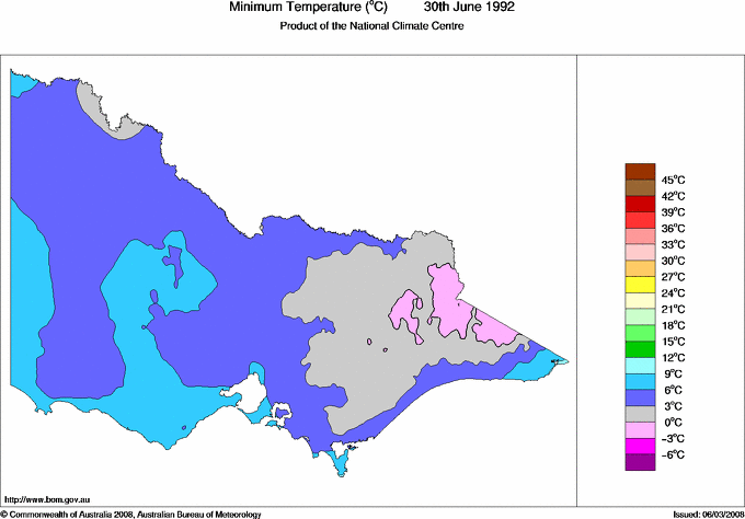 Daily minimum temperature for Victoria