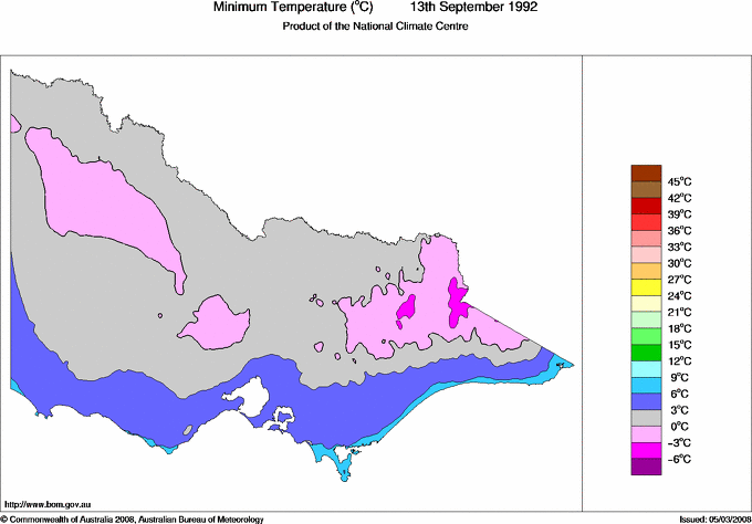 Daily minimum temperature for Victoria