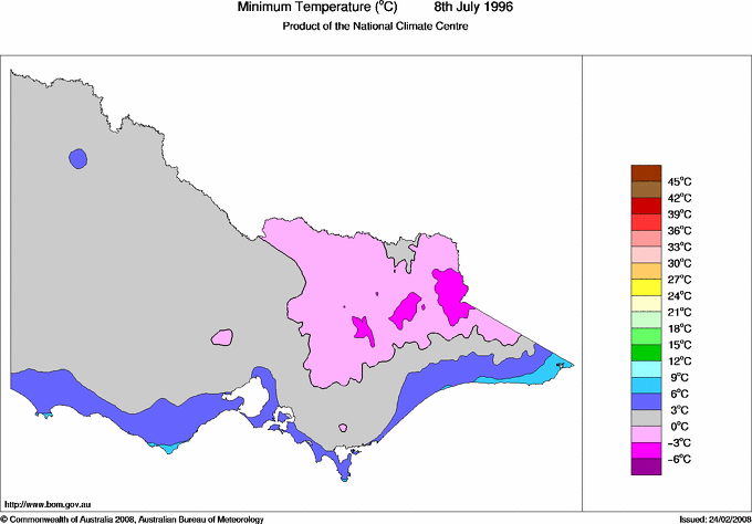 Daily minimum temperature for Victoria