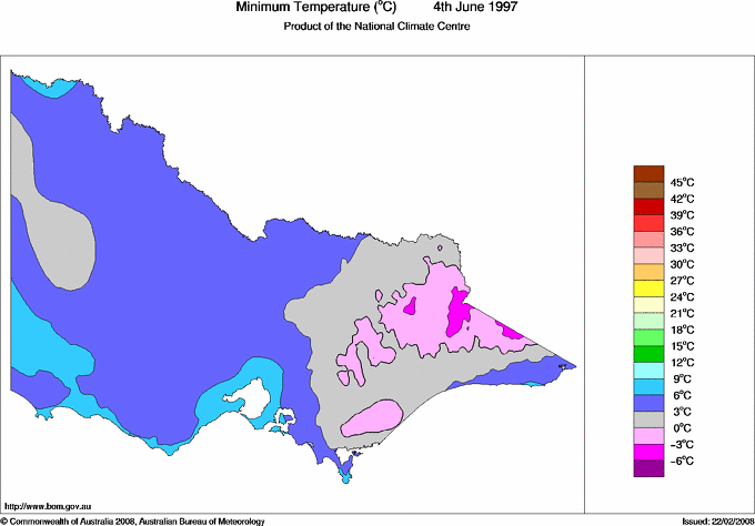Daily minimum temperature for Victoria