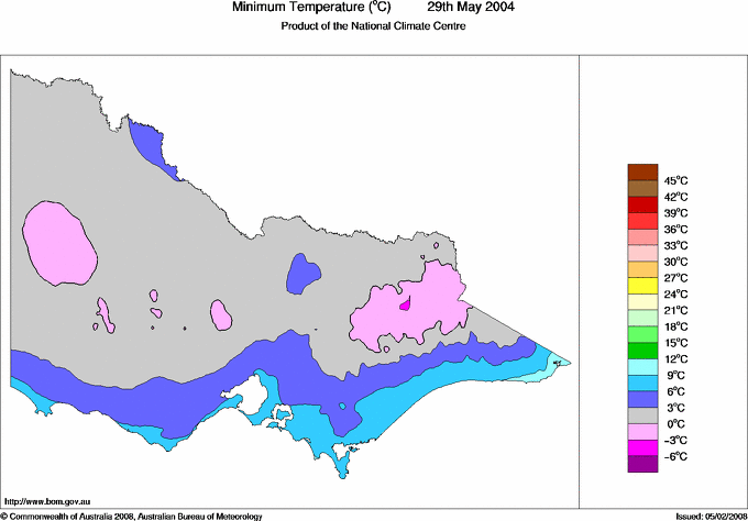 Daily minimum temperature for Victoria
