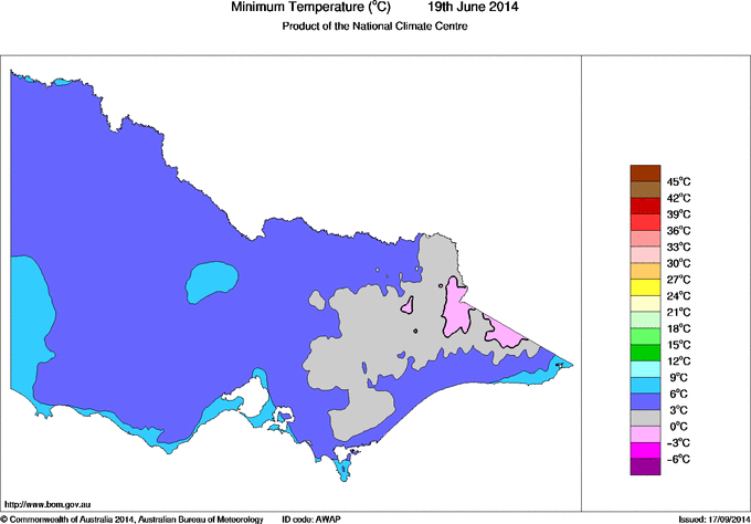 Daily minimum temperature for Victoria