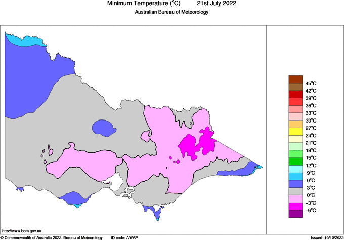 Daily minimum temperature for Victoria