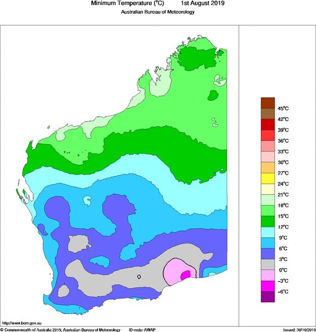 Daily minimum temperature for Western Australia