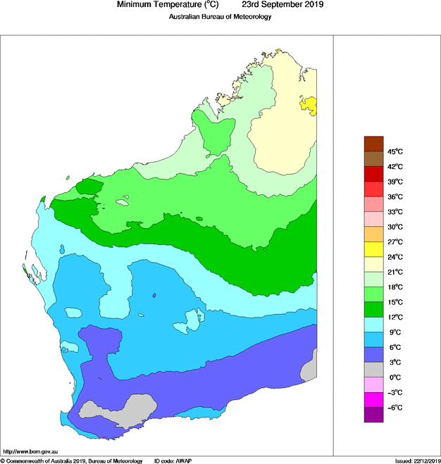 Daily minimum temperature for Western Australia